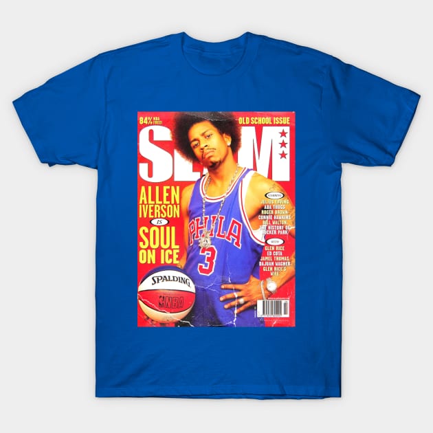 Allen Iverson - Distressed Slam Cover T-Shirt by M.I.M.P.